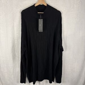 Shaquille O’Neal XLG Textured Quarter Zip Cotton Blend Sweater Black 3XLT NWT